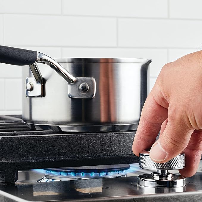 KitchenAid 71018 Stainless Steel Saucepan with Pour Spouts, 1 Quart - Brushed Stainless Steel