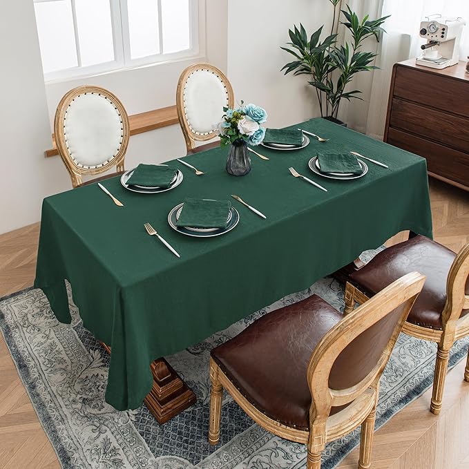 Linen World Linen Tablecloth, 100% French Linen Green Tablecloth 55" x 55" Inch, Washable Square Tablecloth for Dining, Outdoor, Weddings and Restaurants, Decorative Valentine Easter