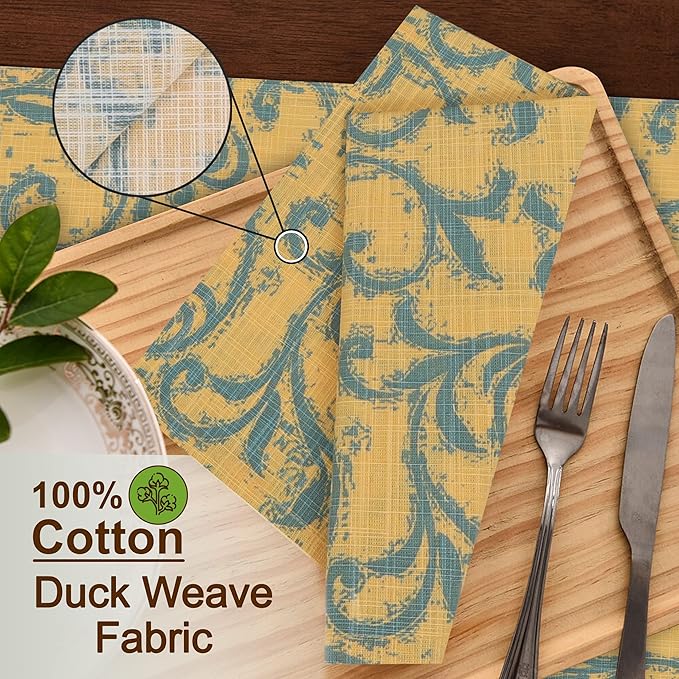 RUVANTI Cloth Napkins Set of 12 Cotton 100%, 18x18 Inches Napkins Cloth Washable, Soft, Absorbent. Cotton Napkins for Parties, Christmas, Thanksgiving, Weddings, Dinner Napkins Cloth - Vine Spirals