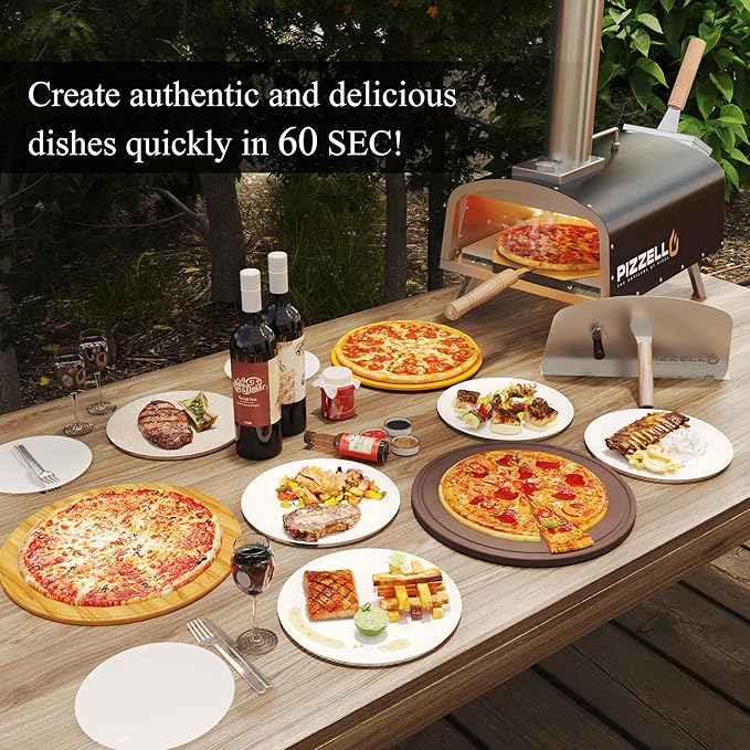 12" Outdoor Pizza Oven Propane and Wood Fired Pizza Maker Multi-Fuel Pizza Ovens with Gas Burner, Wood Tray, Stone, Pizza Peel, Cover, Forte Gas (Black)