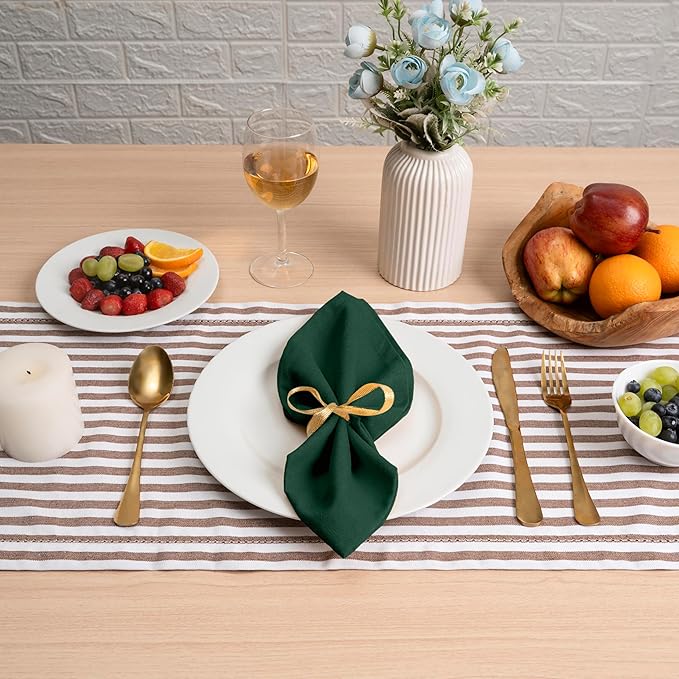 Blue Needles Solid Cloth Napkins Set of 12 Forest Green 100% Cotton Dinner Napkins 18x18 inches - Soft, Reusable, Absorbent & Washable Fall Thanksgiving Linen, Ideal for Events, Parties & Everyday Use