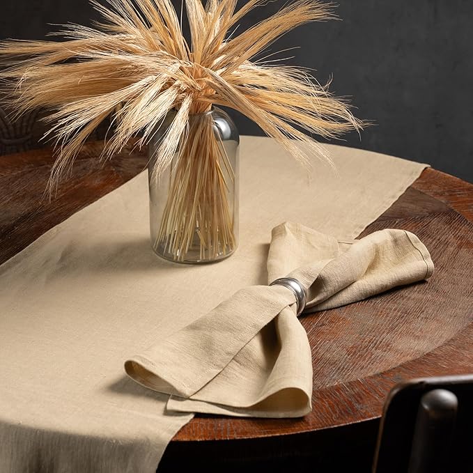 Linen Dinner Napkins 18 x 18 Inch - 100% Flax Linen Napkins - Stone Washed Pure Linen Cloth Napkins (Royal Cream, 18" x 18"(Set of 4))