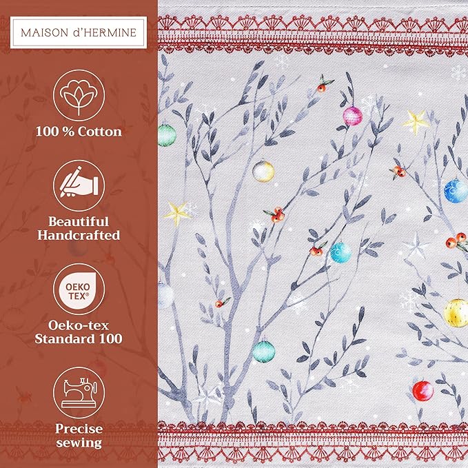 Maison d' Hermine Placemats Set of 4 100% Cotton Washable Cloth Place Mats, Reusable Table Mats for Thanksgiving Christmas Decorations Kitchen Dining Party Wedding (Fairy Christmas, 13" x 19")