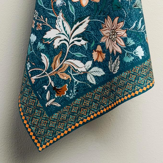 Maison d' Hermine Kitchen Towels Set of 3 100% Cotton 20" x 27.5" Reusable Cloth Tea Dish Towels Absorbent with Hanging Loop for Kitchen Thanksgiving Christmas Decorations (Luxury Loft - Dark Teal)