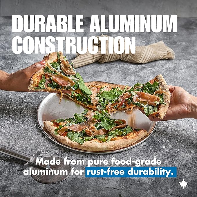 Norjac 14 Inch Pizza Pan, 2 Pack, Round Aluminum Pans, Baking Tray for Oven, Rust-Free, Durable & Long Lasting