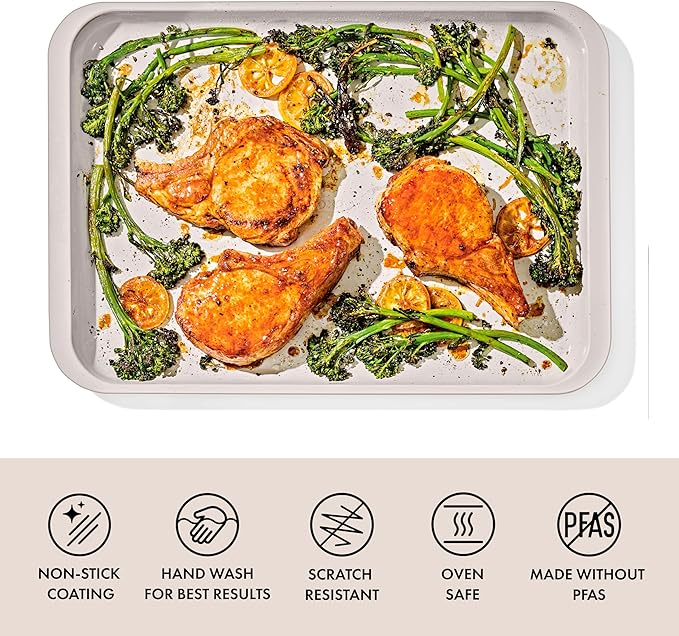 OXO Good Grips Non-Stick Pro Ceramic Coated Metal Bakeware Half Sheet Pan – Biscuit