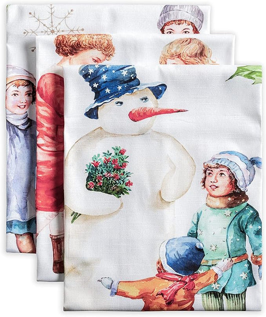 Maison d' Hermine Kitchen Towels Set of 3 100% Cotton 20" x 27.5" Reusable Cloth Tea Dish Towels Absorbent with Hanging Loop for Kitchen Dining Thanksgiving Christmas Decorations (Chromo)