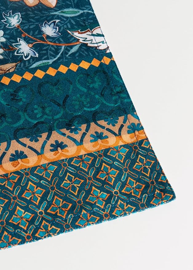 Maison d' Hermine Placemats Set of 4 100% Cotton Washable Cloth Place Mats, Reusable Table Mats for Thanksgiving Christmas Decorations Kitchen Dining Party Wedding (Luxury Loft - Dark Teal, 13" x 19")