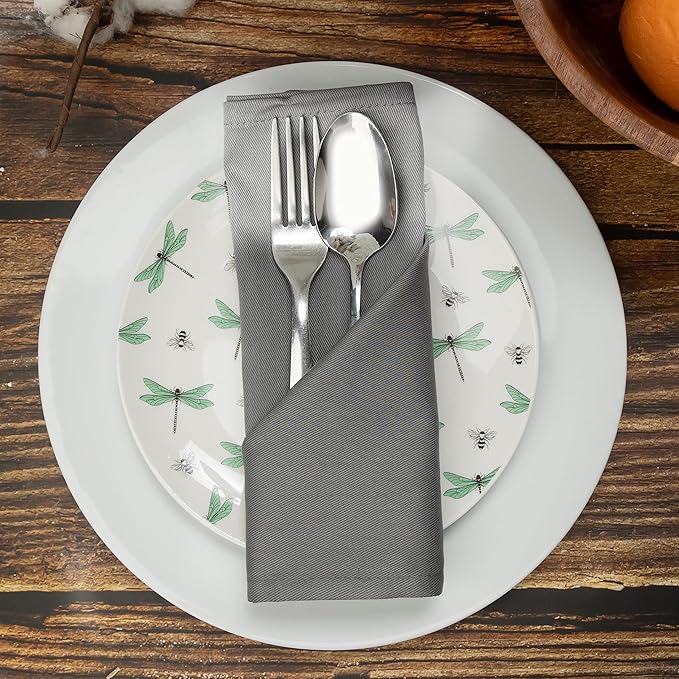 Kitchen Cloth Napkins 12 Pack 18X18 Inches Cotton Blend Soft Fabric with Hemmed Edges, Grey Dinner Napkins Washable Reusable and Durable Linen Napkins for Parties Table Setting Decor (Gray) by PERLLI