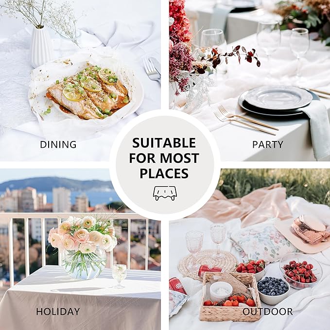 Linen World Stripe Linen Tablecloth, 100% French Natural Stripe Table Cloth 55" x 55" Inch, Washable Square Tablecloth for Dining, Outdoor, Weddings and Restaurants, Decorative Valentine Easter