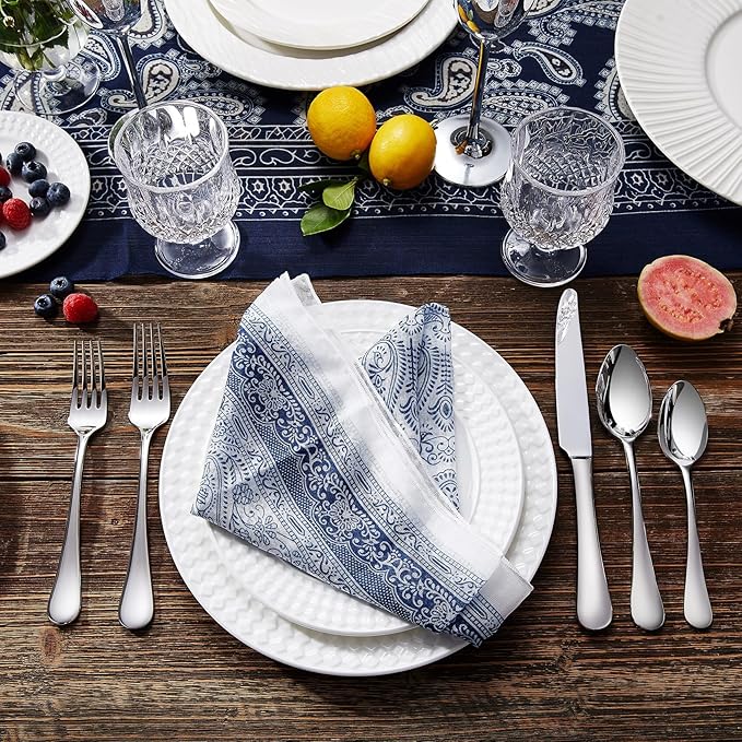 KEAWELL Premium Verona 20-Piece Silverware Set for 4, Heavy Duty – 18/10 Stainless Steel, Brilliant Mirror Finish, Smooth Edges, Dishwasher Safe (20, Silver)