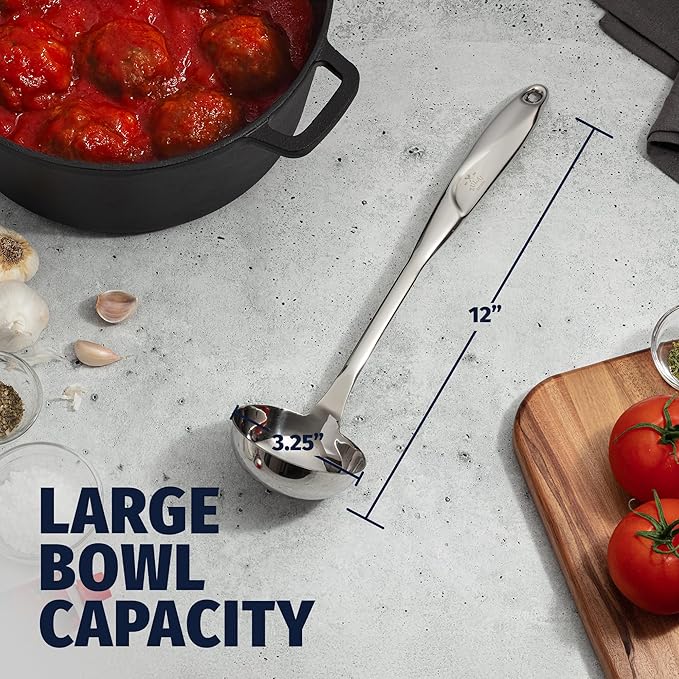 Zulay Kitchen Stainless Steel Soup Ladle – Lightweight, Strong & Durable Metal Ladle – Easy to Use, Comfortable Grip, Heat Resistant & Dishwasher Safe – Perfect for Home Cooks & Chefs (13")