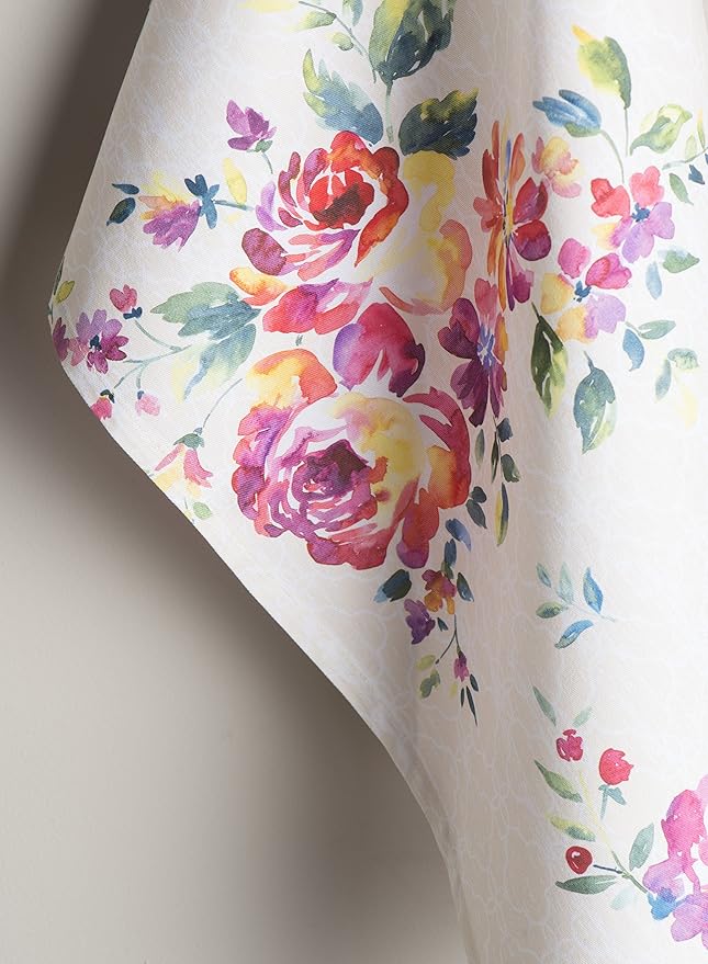 Maison d' Hermine Kitchen Towels Set of 3 100% Cotton 27.50" x 20" Reusable Cloth Tea Dish Towels Absorbent with Hanging Loop for Kitchen, Home, Dining, Cocktail Parties Spring/Summer (Rose Garden)