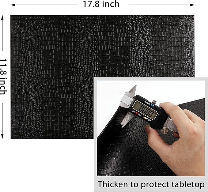 Faux Leather Hardboard Placemats, Set of 4 PU Table Mats, Easy to Clean, Heat & Stain Resistant for Office Conference Table,Dining Home Decor