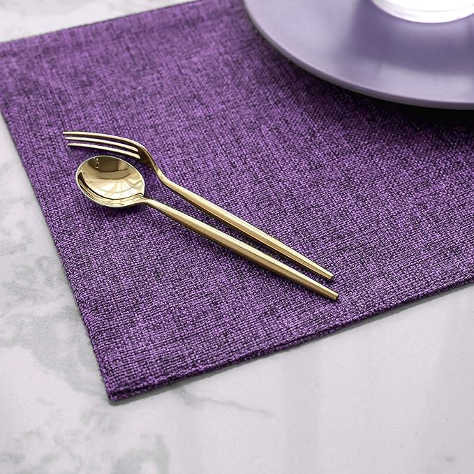 Home Brilliant Cloth Placemats Set of 8 Heat Resistant Dining Table Place Mats for Kitchen Table, 13 x 19 inches, Purple