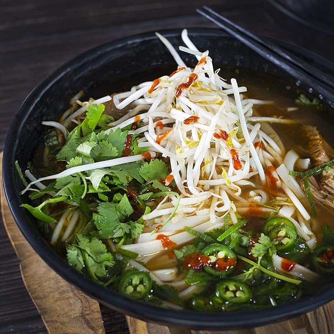 Ramen Bowl and Spoon Set with Chopsticks - Large Pho Bowls and Spoons Set Unbreakable Japanese Melamine Ramen Bowl - 6 Piece Matte Black Asian Ramen Noodle and Soup Bowls - 54 Ounce