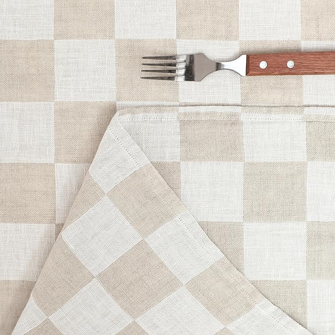 Linen World 100% Linen Gingham Tablecloth,60x90Inch Buffalo Check Table Cloth,Tablecover for Wedding,Dining,Decorative Fall Halloween Christmas Thanksgiving Tablecloth