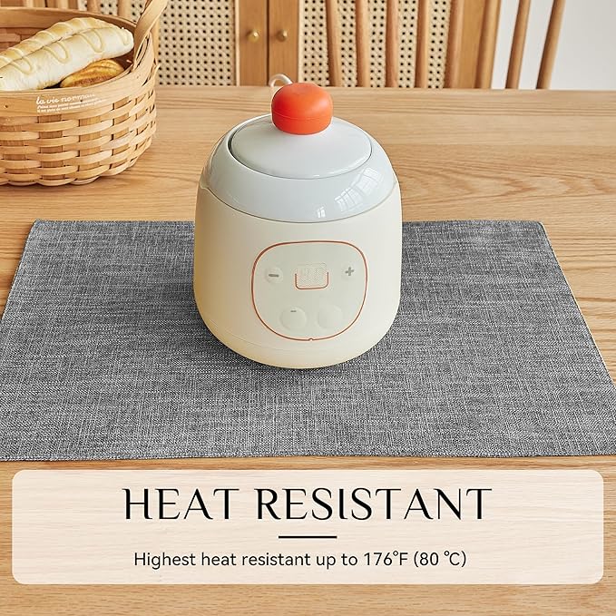 Softalker Faux Linen Placemats Set of 4-12 x 18 Inch, Heat Resistant Double Layered Durable Burlap Farmhouse Place Mats, Non-Slip Washable Rustic Table Mats for Dining, Kitchen, Party（Light Grey