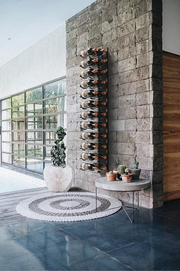 Premium Wall Mounted Metal Wine Rack - 24 Wine Bottles Holder - Modern Wine Rack, Matte Black - Space Saving for Home, Kitchen, Bar - Designed in Canada by Wine Enthusiasts