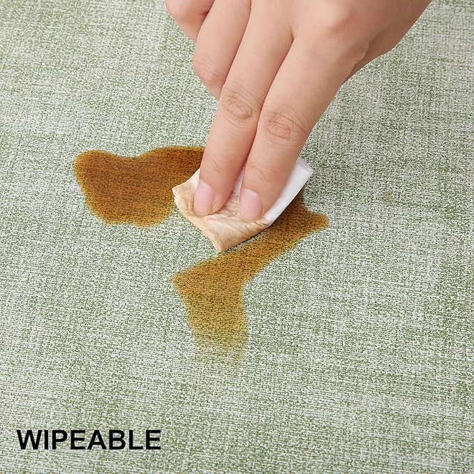 homing Faux Leather Heat Resistant Placemats 4 Packs, Waterproof Wipeable Dining PU Place Mats for Indoor & Outdoor, Easy to Clean, Light Green