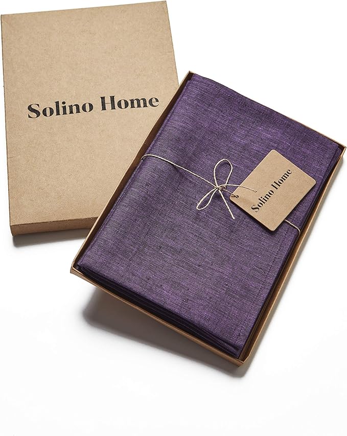Solino Home Linen Napkins Set of 4 - 100% Pure Linen Grape Dinner Napkins Cloth 20 x 20 Inch for Fall, Autumn, Winter, Thanksgiving, Christmas, Holiday - Athena, Handcrafted and Machine Washable