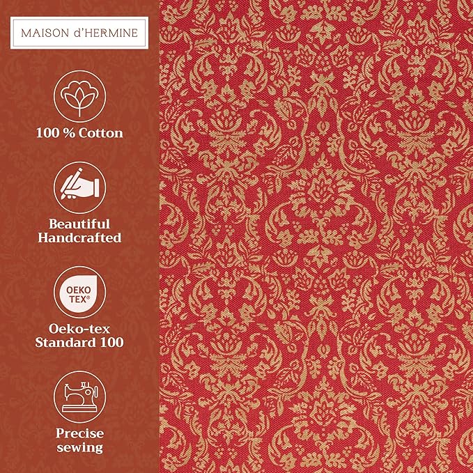 Maison d' Hermine Placemats Set of 4 100% Cotton Washable Cloth Place Mats, Reusable Table Mats for Thanksgiving Christmas Decorations Kitchen Dining Party Wedding Restaurant (Sofia, 13" x 19")