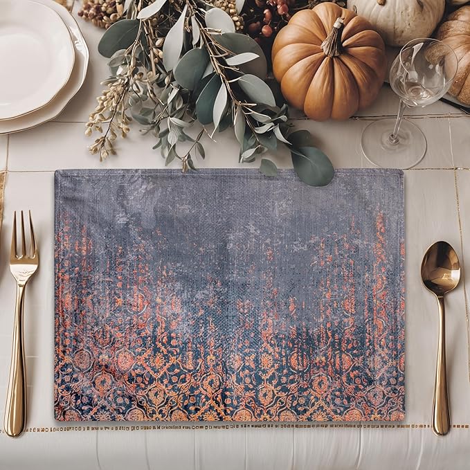Maison d' Hermine Placemats Set of 4 100% Cotton Washable Cloth Place Mats, Reusable Table Mats for Thanksgiving Christmas Decorations Kitchen Dining Party Wedding Restaurant (Imperfection, 13" x 19")