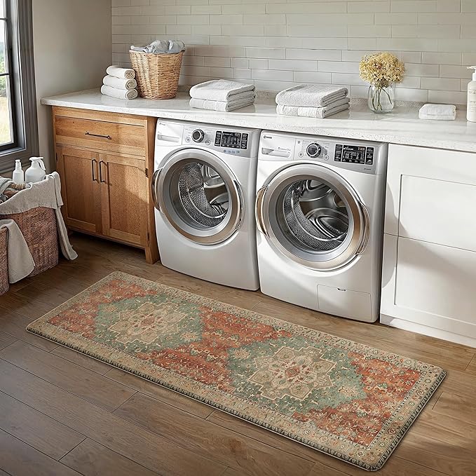 GENIMO Kitchen Mats for Floor, Washable Anti Fatigue Mat for Cushioned, 23.6"x71", Waterproof Kitchen Rugs, Non Slip Comfort Standing Mat Rug for Home, Sink, Laundry, Multi Color