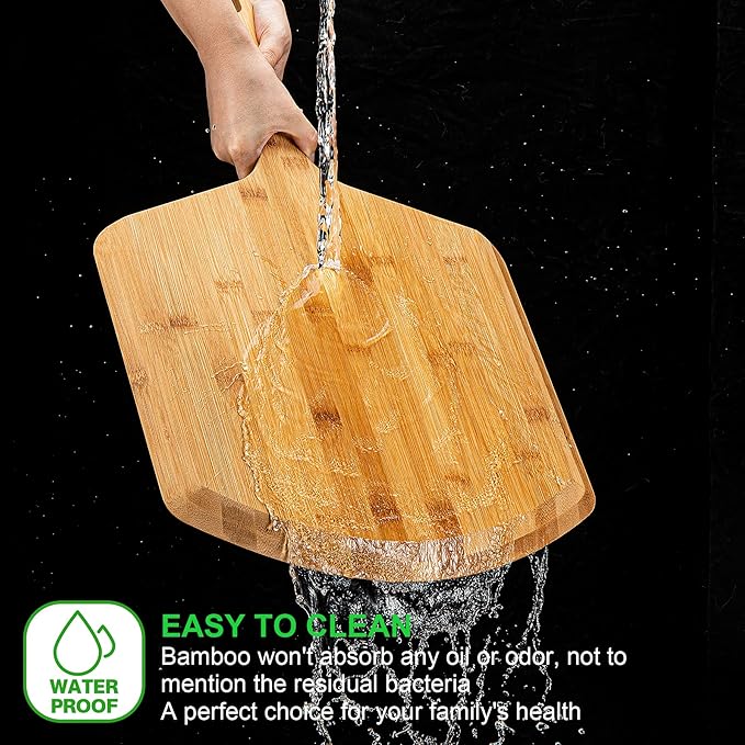 Pizza Peel 16 Inch, Natural Bamboo Pizza Peel Pizza Paddle Spatula Oven Accessory for Large Wood Pizza Board For Transferring & Serving, Wood Pizza Cutting Board for Cheese Bread Fruit Vegetables