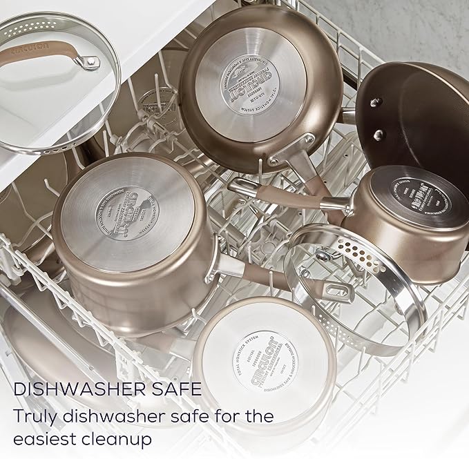 Circulon Premier Professional Hard Anodized Nonstick Cookware Induction Pots and Pans Set, 12 Piece, Bronze