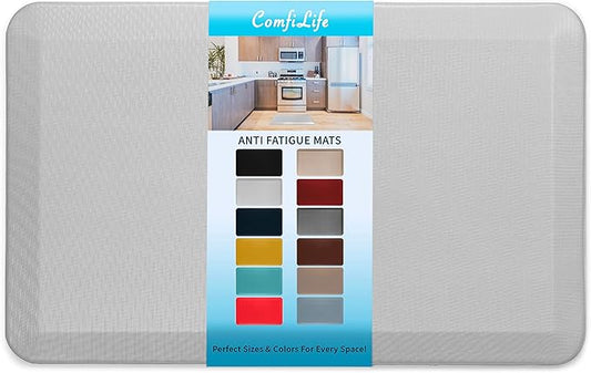 ComfiLife Anti Fatigue Floor Mat – 3/4 Inch Thick Kitchen Mats for Floor, Standing Desk Mat, Kitchen Rug – Comfort at Home, Office – Durable – Stain Resistant – Non-Slip Bottom (20" x 39", Silver)
