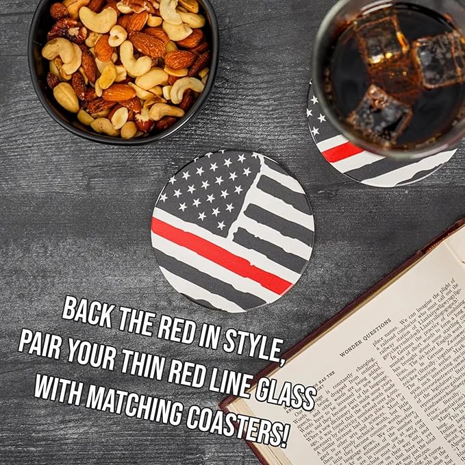 Blue Ridge Mountain Gifts - Thin Red Line Pint Glass - Personalized Firefighter Glass, Fireman Flag & Appreciation, Back the Red, Fire Academy Gift, Personalized Father's Day Gift First Responders