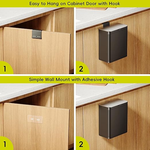 EKO Kitchen Compost Bin, 7L / 1.85 Gal Stainless Steel with Removable Inner Bucket and Deodorizer Compartment, 2-in-1 Countertop Compost Bin with Lid, Food Waste Caddy for Kitchen (Matte Black)