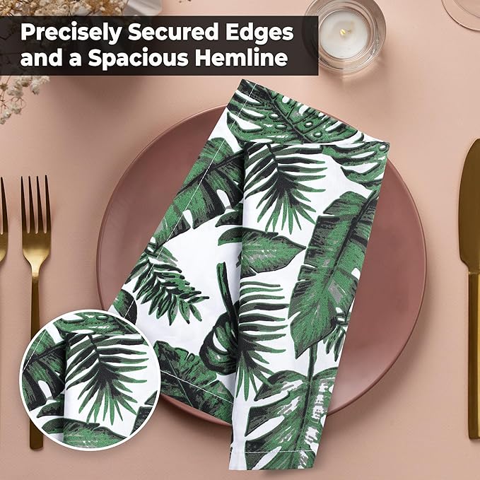 Urban Villa Cloth Napkins Tropical Print 100% Cotton Absorbent Dinner Napkins (Set of 6) Oversized 20x20 Inches Soft Durable Reusable Washable Ideal for Everyday Use Wedding Parties Premium Quality