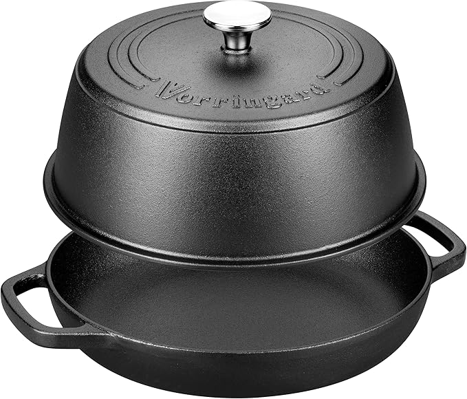 Cast Iron Dutch Oven Pot with Lid for Bread Baking - include Sourdough Bread Baking Supplies like Banneton Bread Proofing Basket, Bread Oven 6 QT, Pre-seasoned