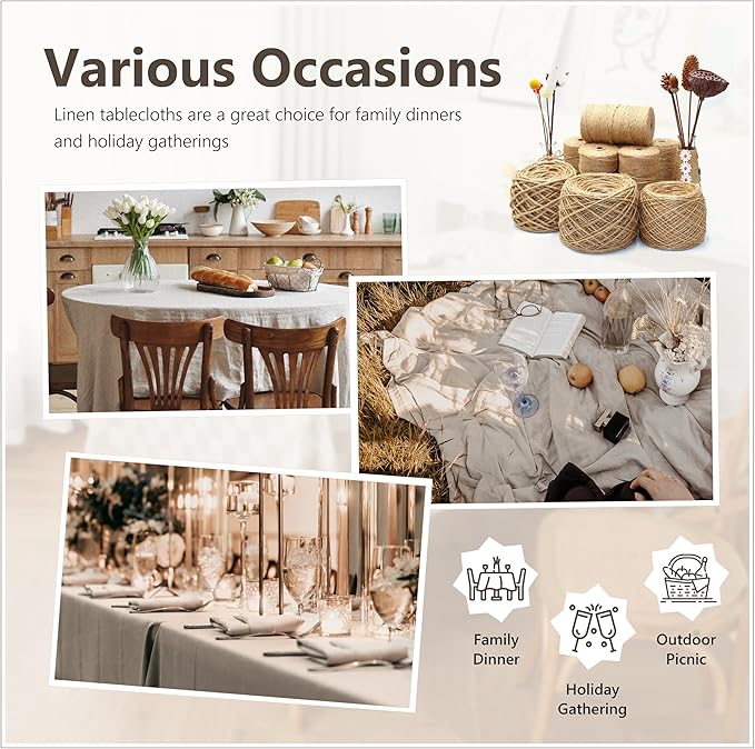 Linen World 100% Linen Gingham Tablecloth,55x55Inch Square Buffalo Check Table Cloth,Tablecover for Wedding,Dining,Decorative Fall Halloween Christmas Thanksgiving Tablecloth