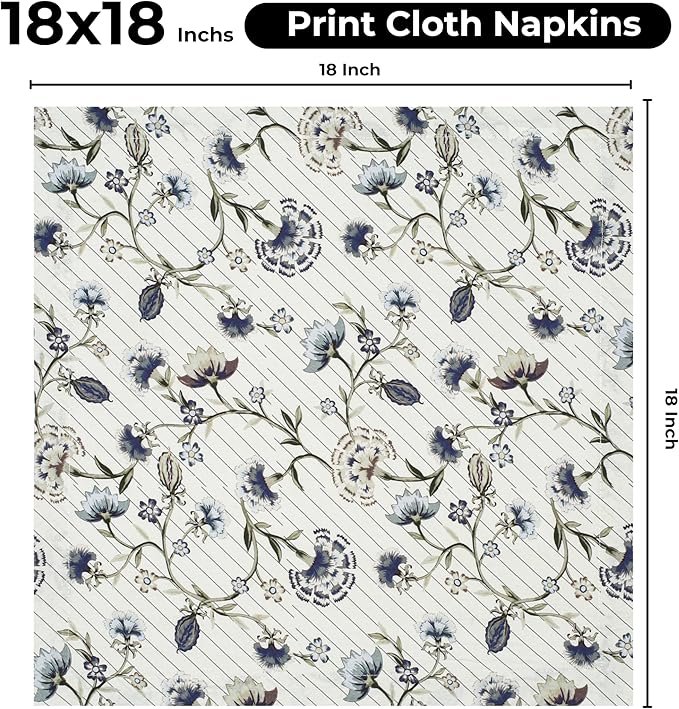 Bedding Craft Cotton Cloth Dinner Napkins Set of 12 – 18x18 Multicolor Lace Print with 1" Fold – Machine Washable Fabric Napkins for Table Décor, Weddings & Special Events