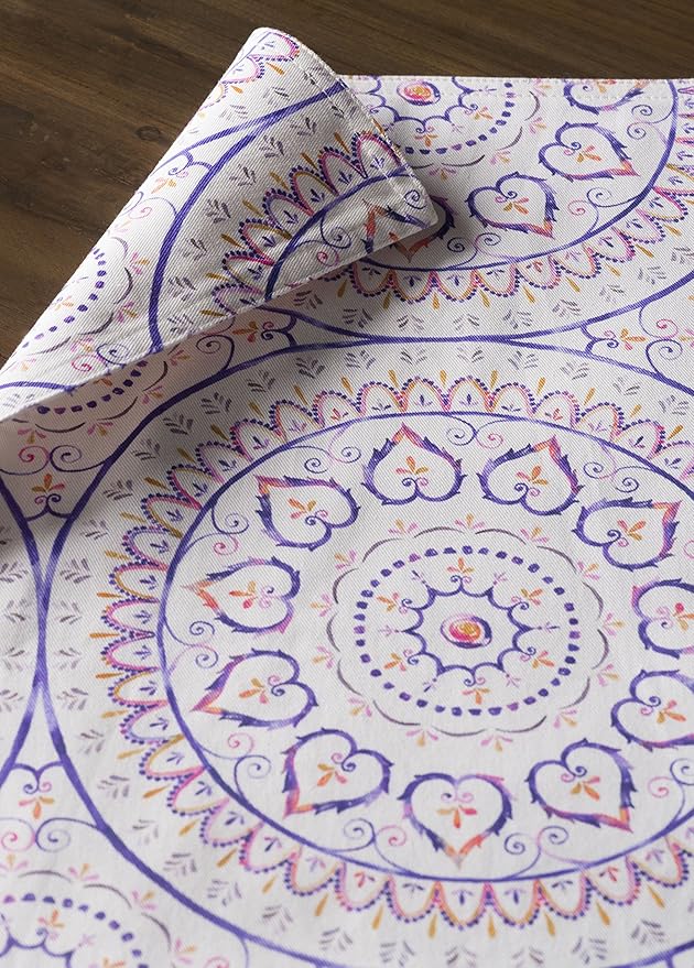 Maison d' Hermine Placemats Set of 4 100% Cotton Washable Cloth Place Mats, Reusable Table Mats for Kitchen Dining Decoration, Party, Wedding, Restaurant Spring/Summer (Mandala, 13" x 19")