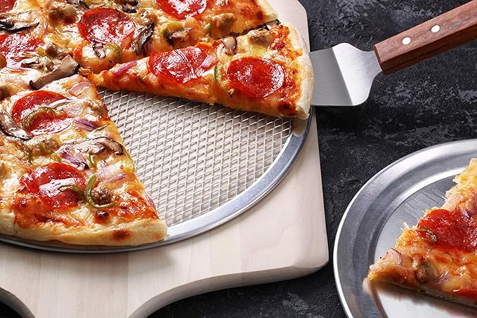 New Star Foodservice 50943 Restaurant-Grade Aluminum Pizza Baking Screen, Seamless, 10-Inch, Pack of 6