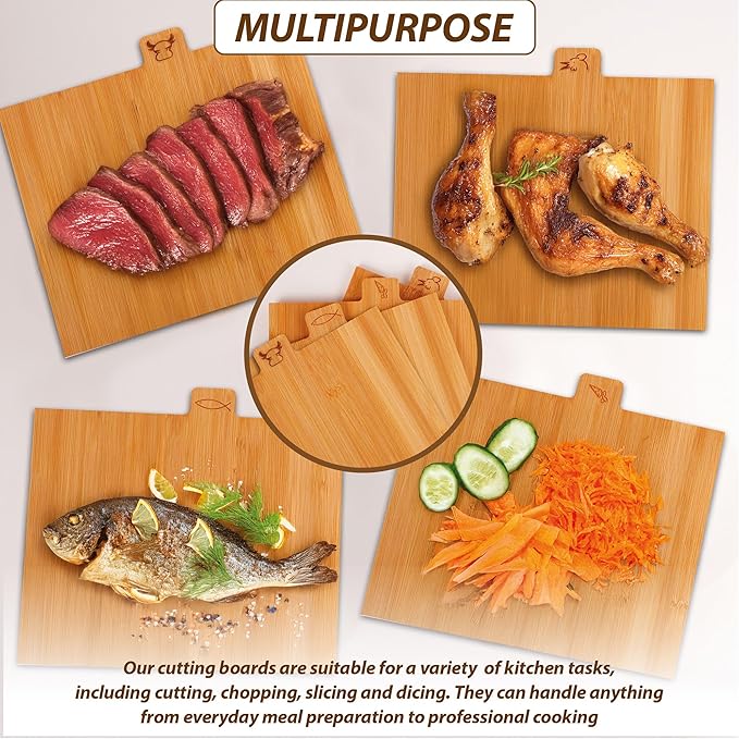 4-Piece Custom Wooden Chopping Boards for Kitchen, Wedding Gift for Couple 2025, Personalized Cutting Board Set with Holder, Gifts for Anniversary, Christmas, Housewarming, New Home, Engagement