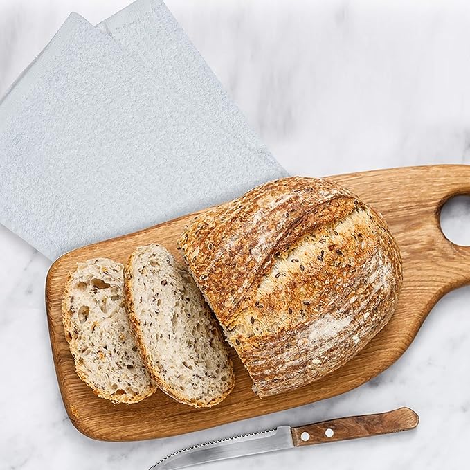 Softolle Bar Mop Towels, Pack of 12-16x19 Inches - 100% Cotton Super Absorbent Towels, Multi-Purpose for Home and Bar Cleaning (White-Black)