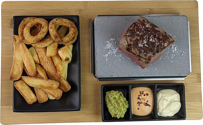 Black Rock Grill Cooking Stone for Steak, Lava Stone Grill, Hot Steak on a Ston Cooking Set