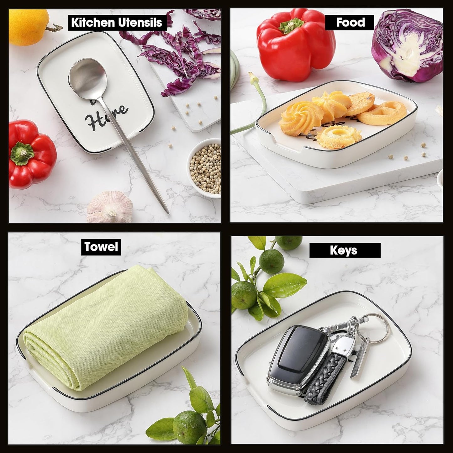 Spoon Rest for Stove Top, Ceramic Spoon Holder for Kitchen Counter, White and Cute Coffee Spoon Rest, Large Cooking Utensil Rest for Spoon, Spatula, Ladle (5.8 * 4.5 inch)