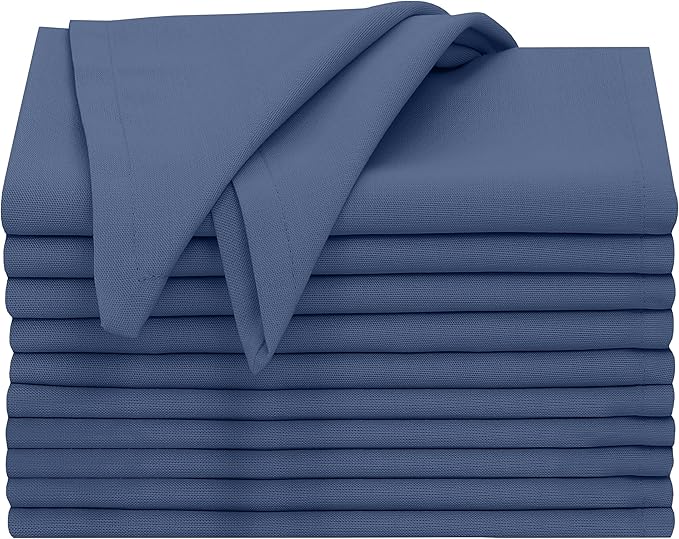 Ruvanti Cloth Napkins Set of 12, 18x18 Inches, 100% Cotton, Washable, Soft & Absorbent, Perfect for Wedding, Christmas, ‎Thanksgiving Dinners - Bijou Blue
