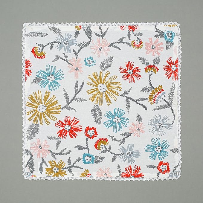 Bedding Craft Cloth Dinner Napkins Set of 12 – 18x18 Multicolor Lace Print – Durable Stylish Fabric Napkins Perfect for Dining, Weddings & Table Décor