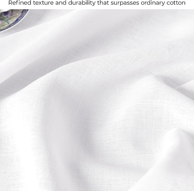 D'Moksha Homes White Linen Tablecloth 60 x 144 Inch - 100% Pure Linen Table Cloth for Rectangle Tables - Machine Washable Tablecloth for Fall, Autumn and Halloween