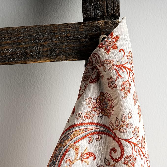 Maison d' Hermine Kitchen Towels Set of 3 100% Cotton 20" x 27.5" Reusable Cloth Tea Dish Towels Absorbent with Hanging Loop for Kitchen Dining Thanksgiving Christmas Decorations (Cachemire)