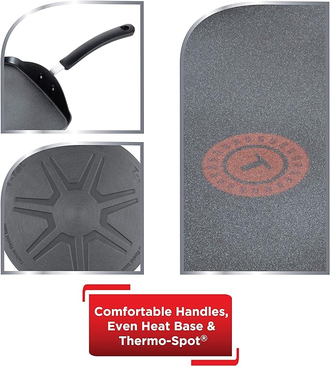 T-Fal Ultimate Hard Anodized Nonstick Griddle 10.25 Inch Oven Broiler Safe 500F Cookware, Pots and Pans, Dishwasher Safe Grey
