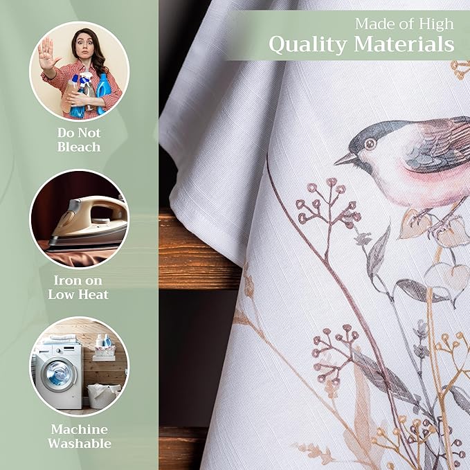 Maison d' Hermine Kitchen Towels Set of 3 100% Cotton 27.50" x 20" Reusable Cloth Tea Dish Towels Absorbent with Hanging Loop for Kitchen, Cocktail Parties Spring/Summer (Meadow Florals - Brown)