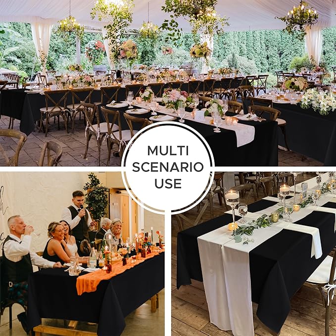 Fitable 10 Pack Rectangle Tablecloths: Stain Resistant Wrinkle Free Fabric Table Clothes, Washable Reusable Polyester Table Covers for Wedding Party Birthday Banquet Reception(Black, 70x120 Inch)